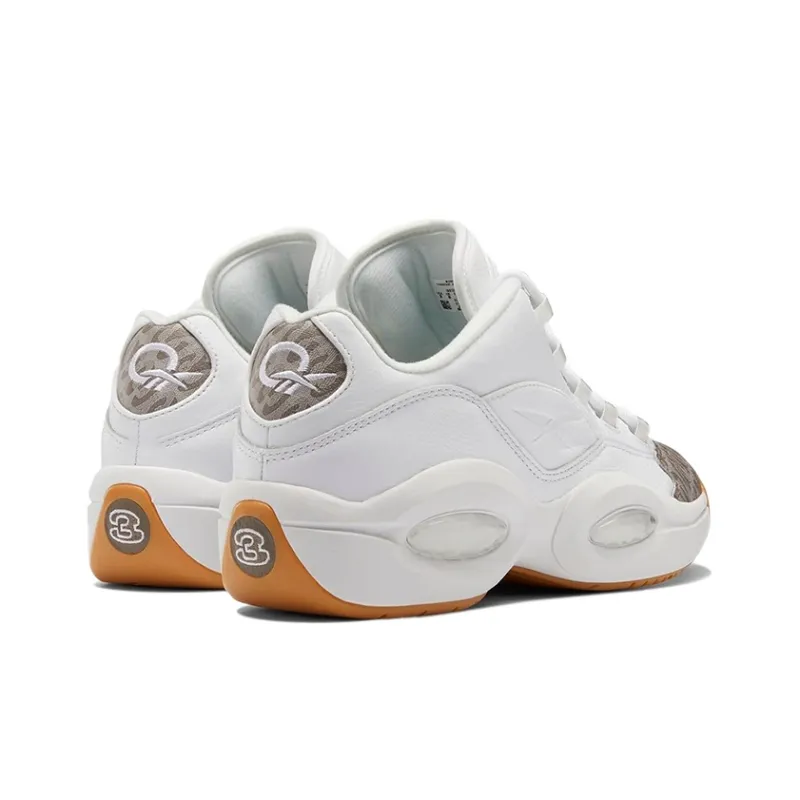 Reebok Question Low Top Vintage Basketball Shoes Men's White Brown-3