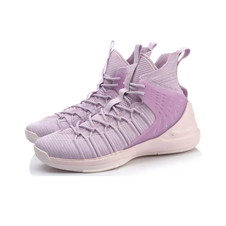 LINING Vintage Basketball Shoes Men High Top Pink Purple-2