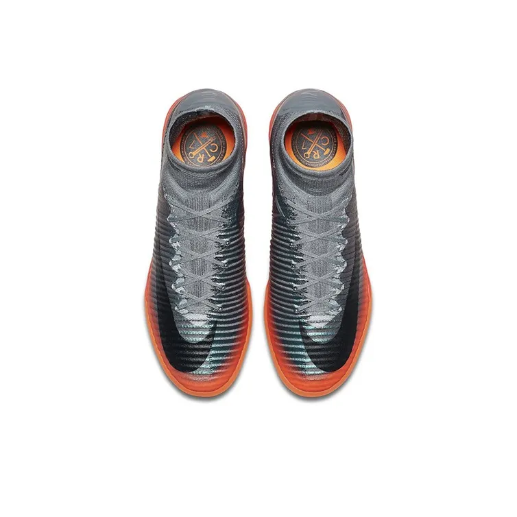 Nike Mercurialx Proximo 2 TF Rubber Broken Studs Cushioning Anti-Slip And Wear-Resistant Soccer Shoes Men's Gray Orange-3