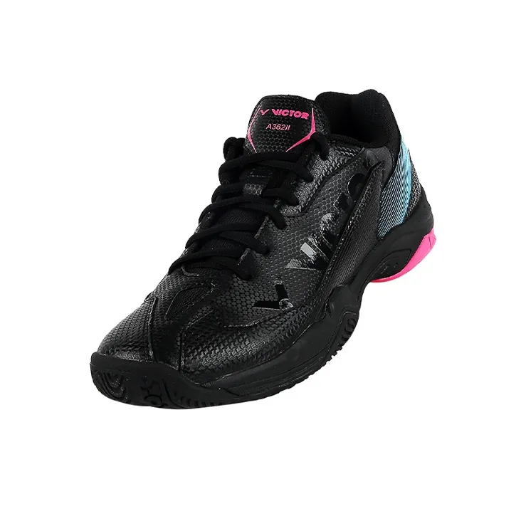 VICTOR Cushioned Slip Resistant Abrasion Resistant Breathable Low Top Badminton Shoes Unisex Black Pink-2