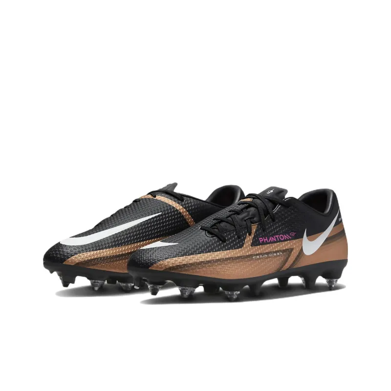 Nike Phantom GT2 Academy SG-Pro Anti-clog Traction Soft Ground Soccer Shoes Unisex Black Gold-2