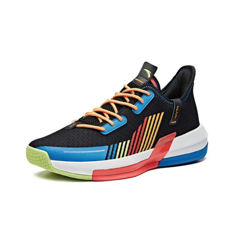 Anta Basketball Collection Laser Cushioning Anti-Slip And Wear-Resistant Low-Top Vintage Basketball Shoes Black Blue-2
