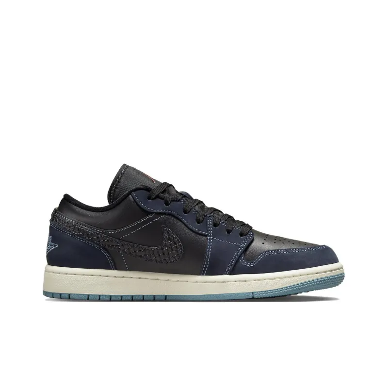 Jordan 1 Low SE Black Dark Obsidian Snakeskin Women's-1