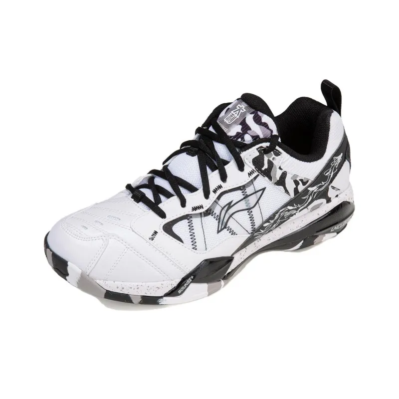 LiNing Shock Absorbers With Slip Resistant And Abrasion Resistant Properties Low Top Badminton Shoes Men's White Black-2