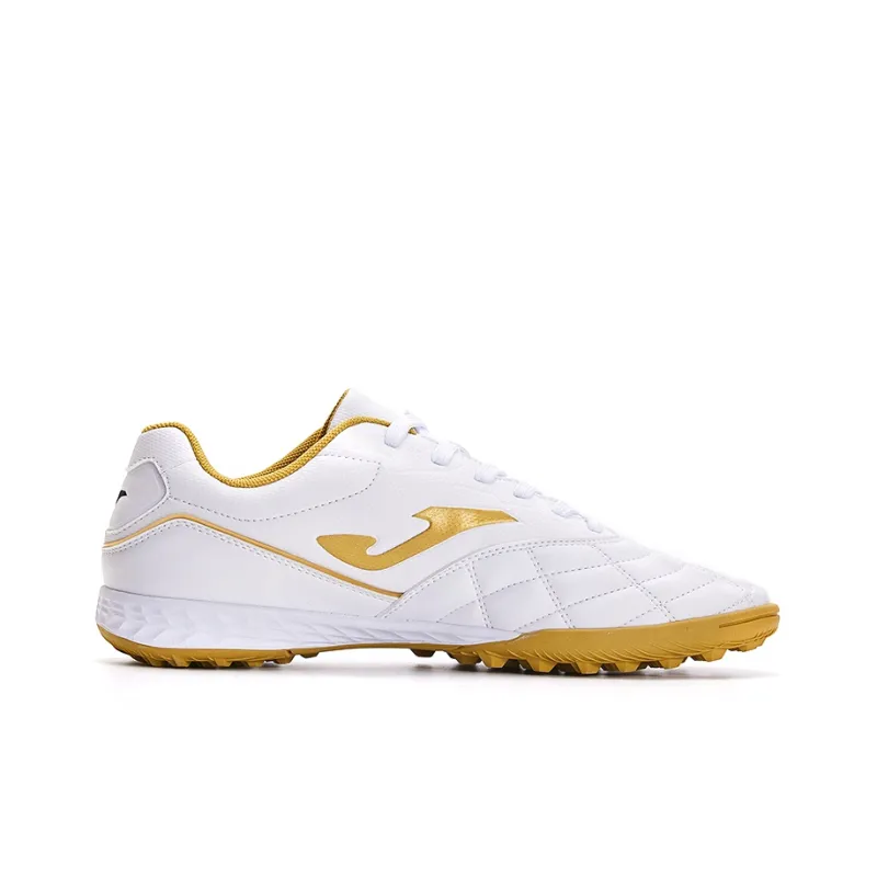 Joma Liga T1 Tf Rubber Broken Studs Non slip Lightweight Soccer Shoes Men's White Gold-1