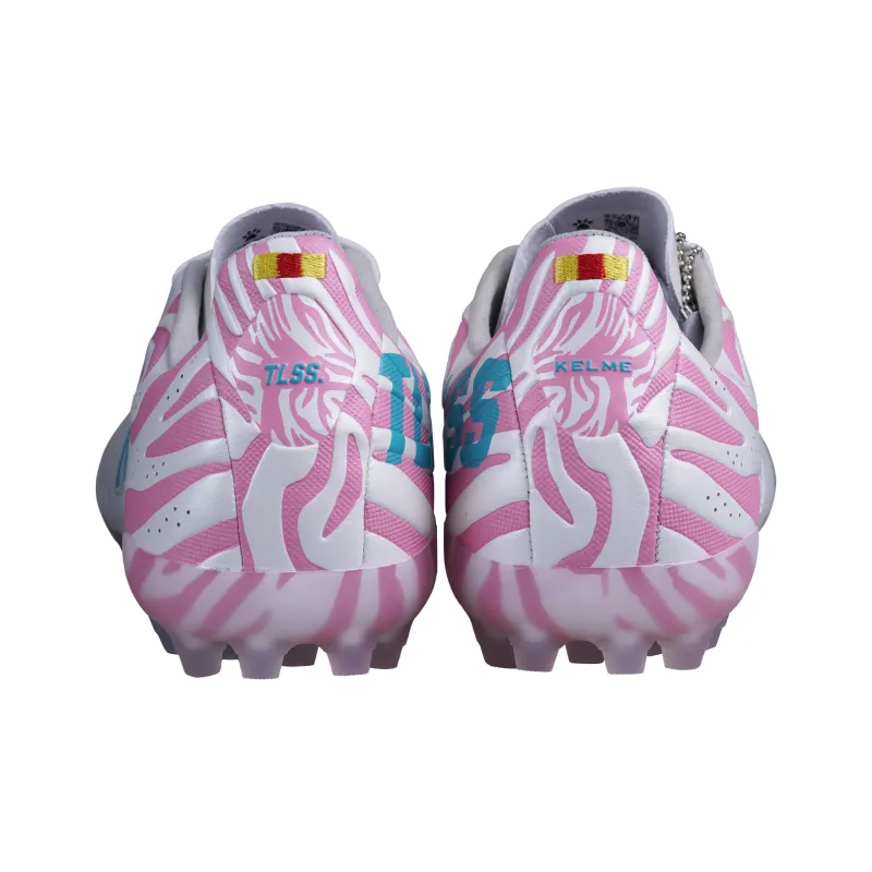 TLSS x KELME Yi Series MG Rubber Short Studs Artificial Ground Anti Slip Wear Resistant Soccer Shoes Unisex White Pink-2
