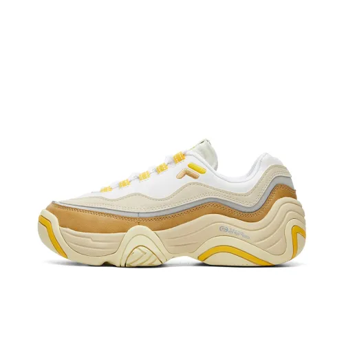 FILA FUSION Handle Cushioning Anti Slip And Wear Resistant Low Top Vintage Basketball Shoes Women's White Yellow