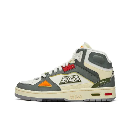 FILA FUSION Teratach Vintage Basketball Shoes Men Mid-Top Beaver Gray/Snow White