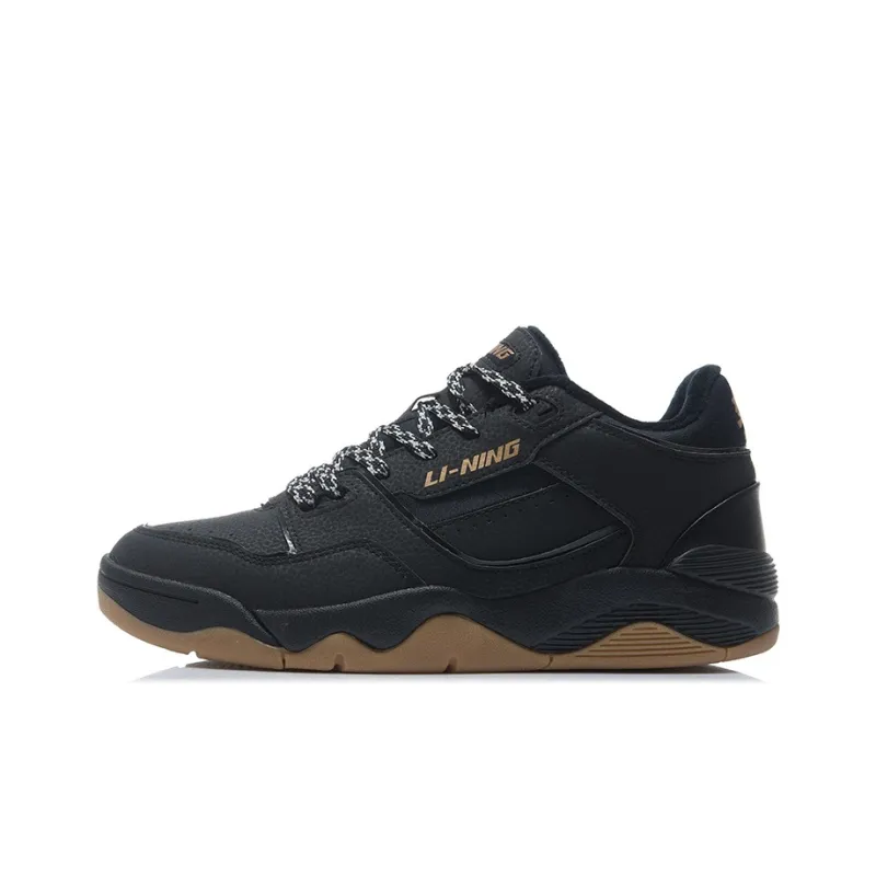 LiNing Retro 80s Cushioning, Slip Resistant, And Abrasion Resistant Low Top Vintage Basketball Shoes Men's Black Brown-0