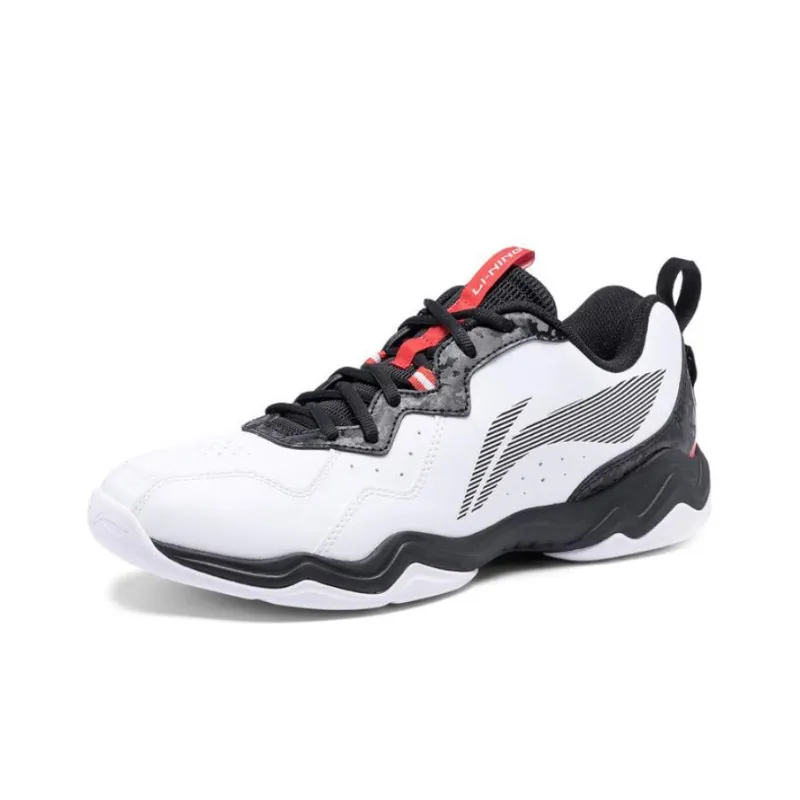 LiNing CS6 Anti Slip And Wear Resistant Breathable Low Top Badminton Shoes Unisex White Black-2