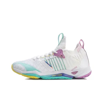 LiNing Raid Durable Breathable Low-Top Badminton Shoes Women's White Blue Purple