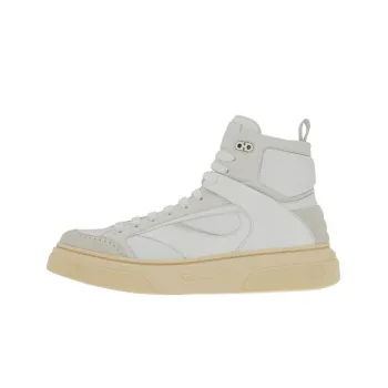FERRAGAMO High Top Stylish Skateboarding Shoes Men's White Gray