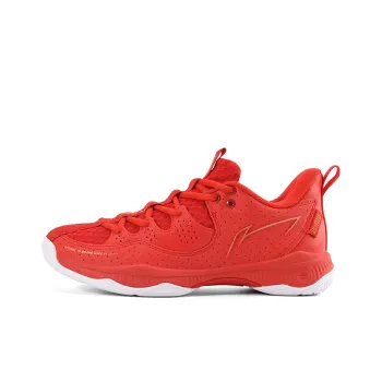 LiNing Battle Halberd Ⅲ Breathable Cushioning Wear-Resistant Slip-Resistant Low-Top Badminton Shoes Women's Flame Red