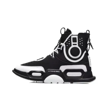 LiNing Reburn Vintage Basketball Shoes Unisex High Top Black/White