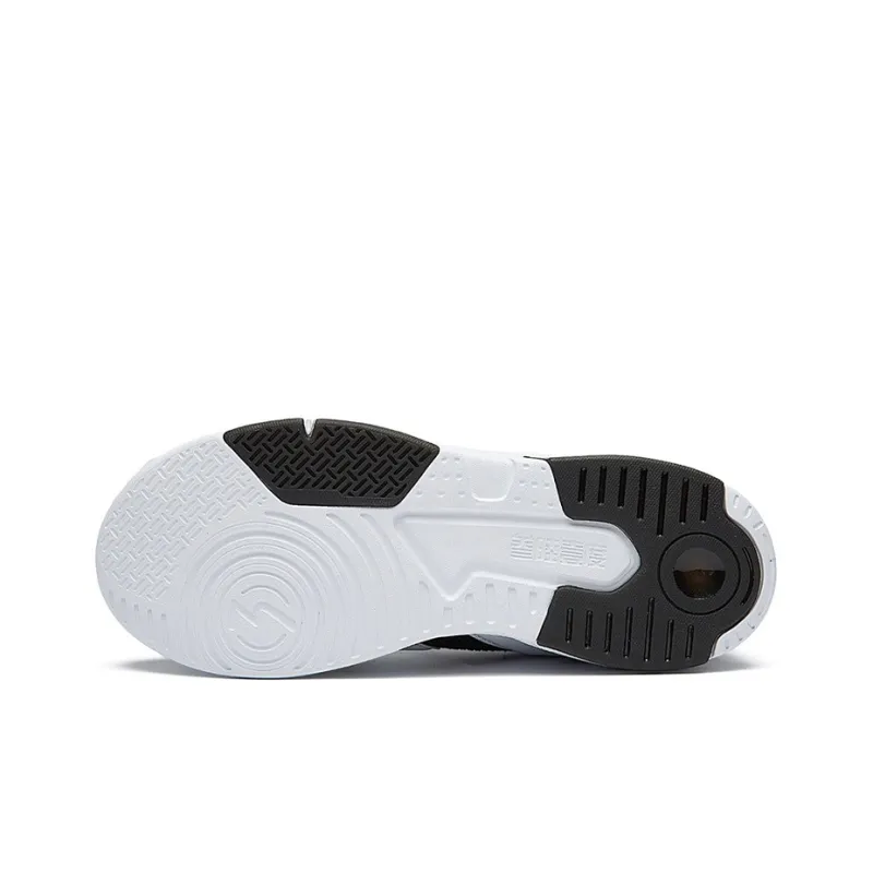 361° Cushioning, Wear Resistant Mid Top Vintage Basketball Shoes Women's Black White-3