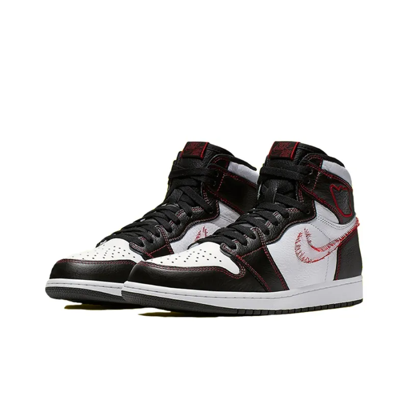 Jordan 1 Retro High Defiant White Black Gym Red-2