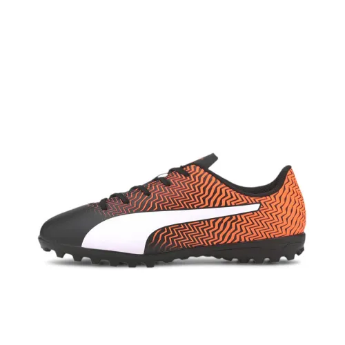 PUMA TT Rubber Broken Studs IC/in Cushioned Slip-Resistant Breathable Soccer Shoes Unisex Black Orange