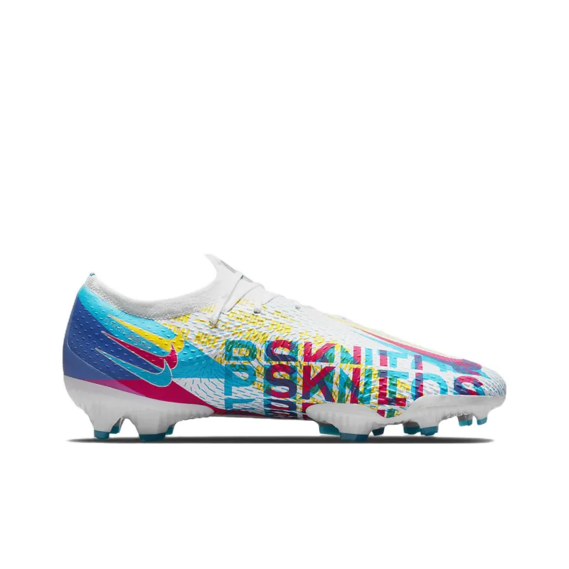 Nike Phantom GT Pro 3D FG Cushioned Slip-Resistant Lightweight Hard Court Soccer Shoes White Blue Yellow-1