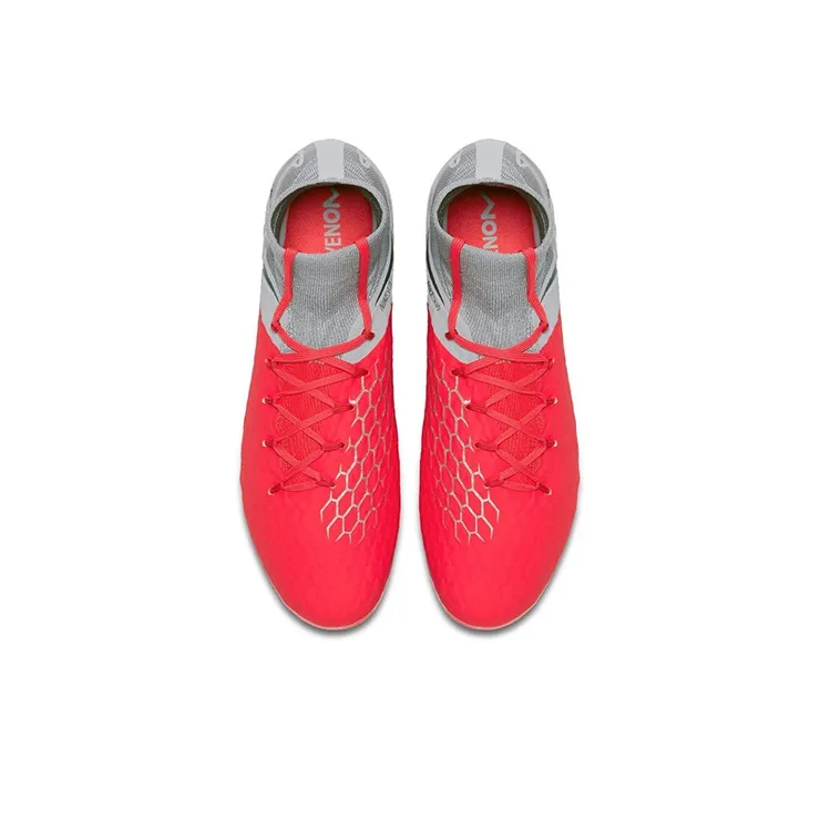 Nike Hypervenom Phelon AG Rubber Short Studs Artificial Ground Anti Slip Wear Resistant Soccer Shoes Men's Red Gray-3