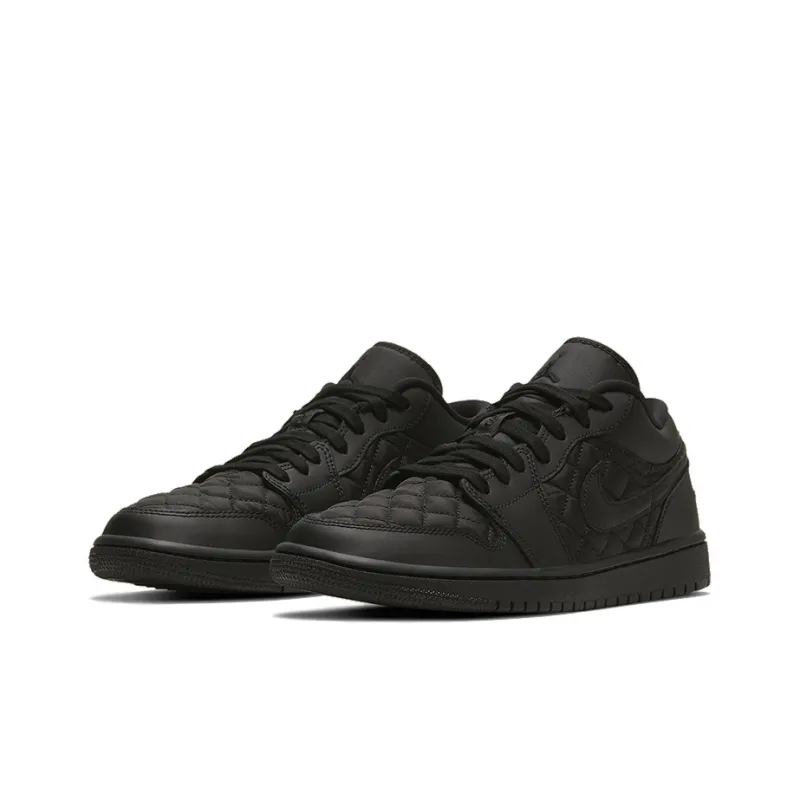 Jordan 1 Low Triple Black Quilted Women's-2
