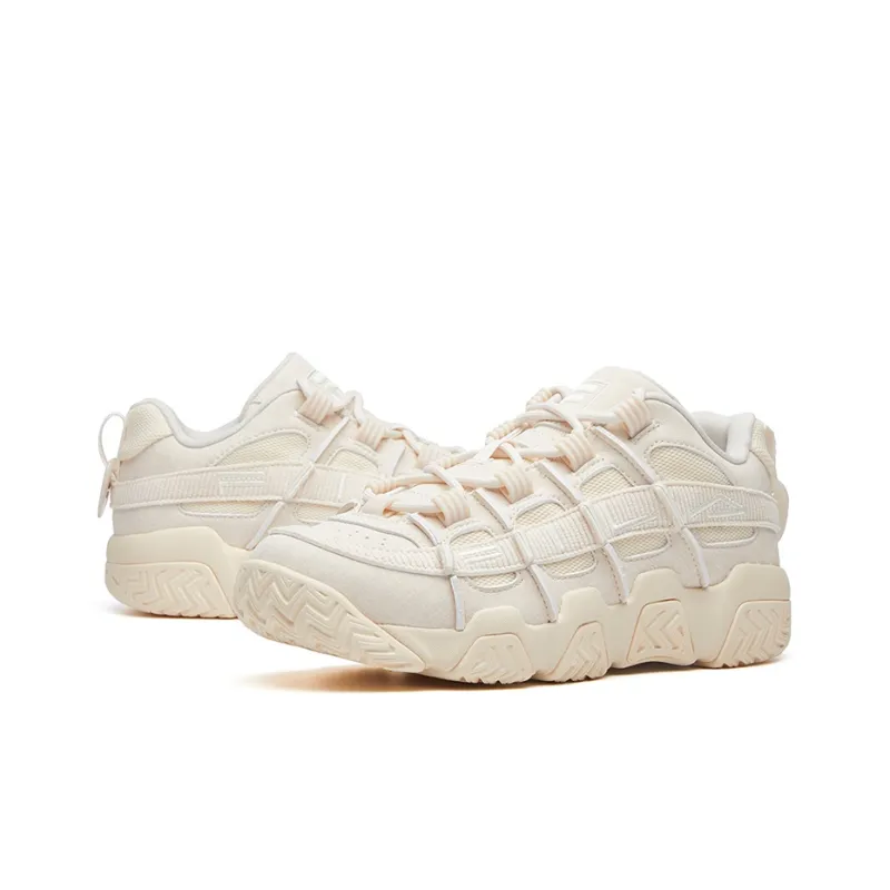 FILA FUSION BARRICADE Cushioning Abrasion Resistant Breathable Low Top Vintage Basketball Shoes Beige-3