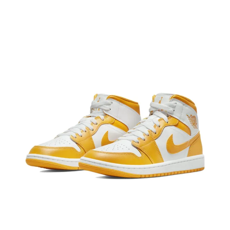 Jordan 1 Mid White University Gold Women's-2
