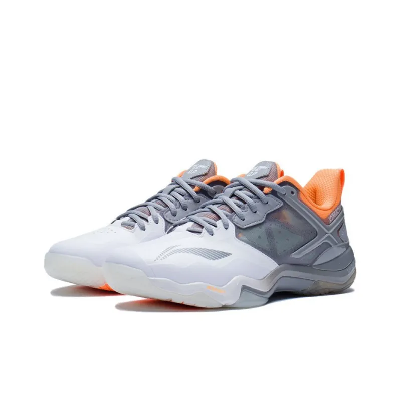LINING Badminton Shoes Men Low Top Snow Gray/Standard White-2