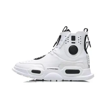 LiNing Reburn Vintage Basketball Shoes Men High Top White/Black