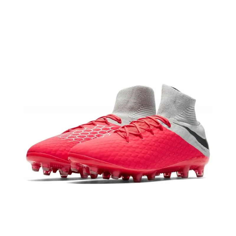 Nike Hypervenom Phelon AG Rubber Short Studs Artificial Ground Anti Slip Wear Resistant Soccer Shoes Men's Red Gray-2