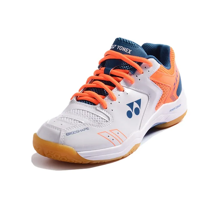 YONEX Power Cushion Durable Cushioning Low Top Badminton Shoes Unisex White Orange-2