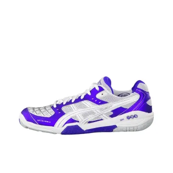 Asics Gel Blade 4 Slip Resistant, Abrasion Resistant, Breathable Low Top Badminton Shoes Women's White Blue