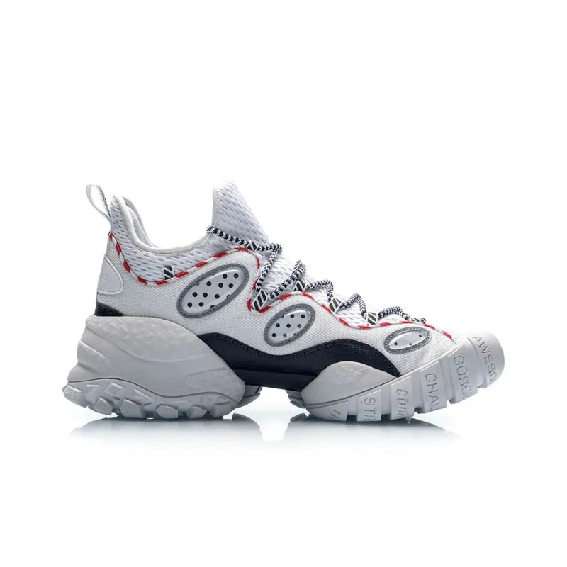 LiNing CF Countflow Monster Eye Mid Durable Breathable Mid Top Vintage Basketball Shoes Men's White Red-1