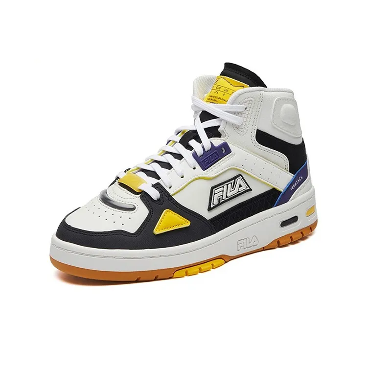 FILA FUSION Teratach Cushioning Anti Slip And Wear Resistant Mid Top Vintage Basketball Shoes Women's White Black-1