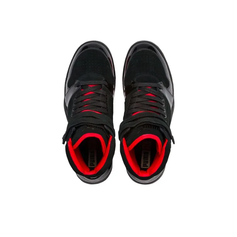 PUMA Palace Guard Mid Red Carpet Cushioning Coverage High-Top Vintage Basketball Shoes Men's Black Red-2