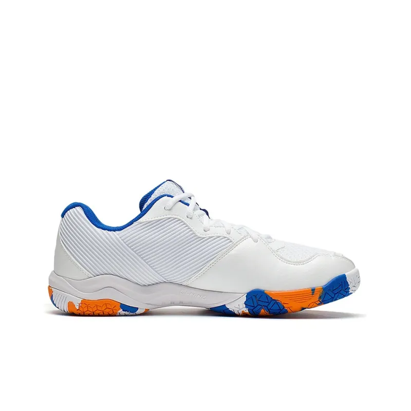 LiNing Sound Waves 2 Generations Cushioned Slip Resistant Abrasion Resistant Low Top Badminton Shoes Unisex White Blue-1