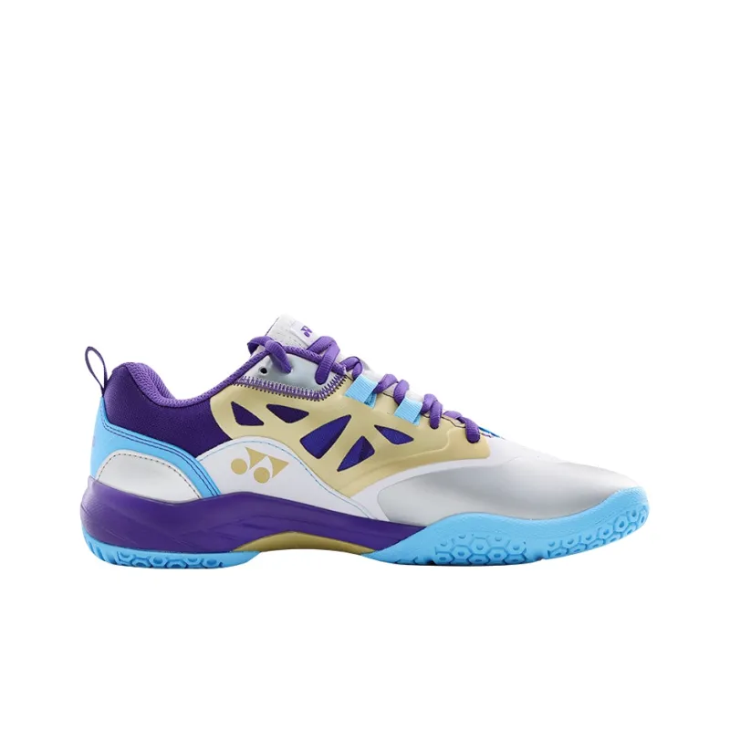 YONEX Cushioning Anti Slip Wear Resistant Breathable Lightweight Coverage Low Top Badminton Shoes Unisex White Purple-1