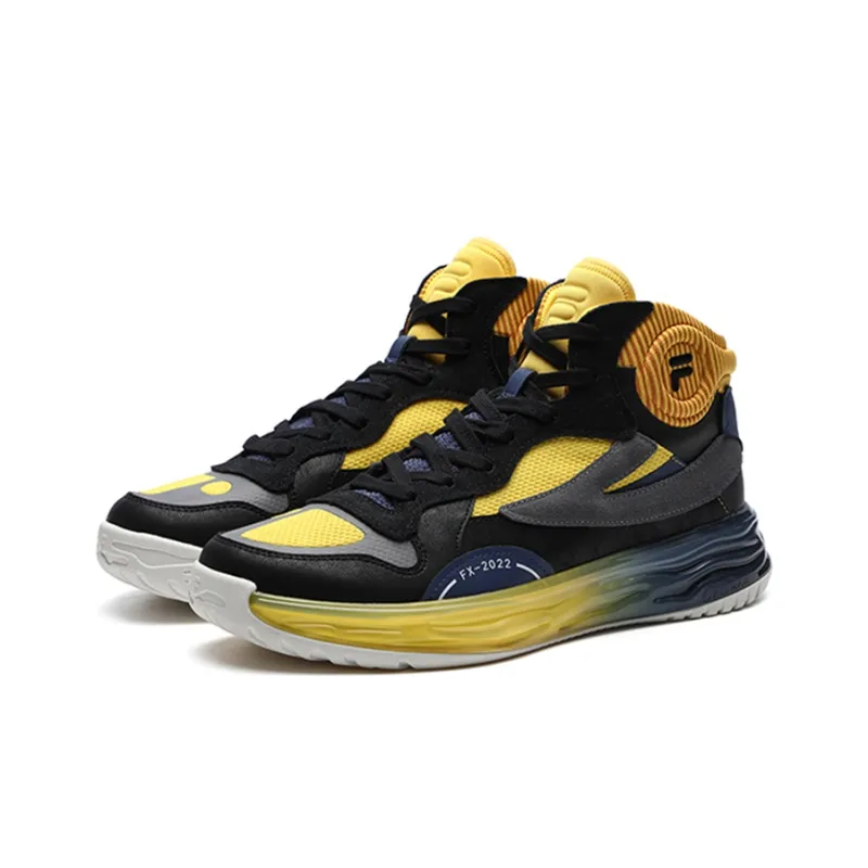 FILA FUSION FX 22 Mid Top Vintage Basketball Shoes Men's Black Yellow-1
