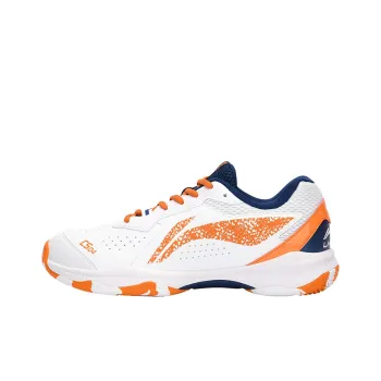 LiNing Slip Resistant, Abrasion Resistant, Breathable, Lightweight Low Top Badminton Shoes Unisex White Ice Orange
