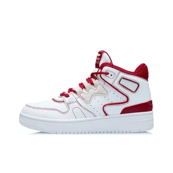 LiNing Attack 2020 Cushioning Anti Slip And Wear Resistant Rebound Mid Top Vintage Basketball Shoes Women's Red White