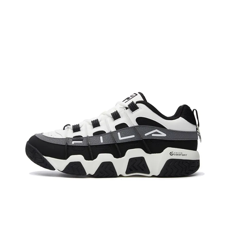 FILA Barricade Cushioning Anti Slip Wear Resistant Breathability Low Top Vintage Basketball Shoes Men's Black-0