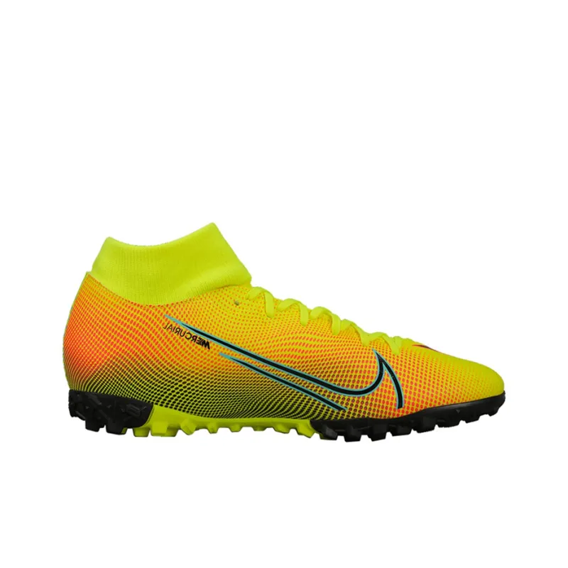 Nike Mercurial Superfly 7 TF Rubber Broken Studs Wear Resistant Soccer Shoes Men's Lemon-1