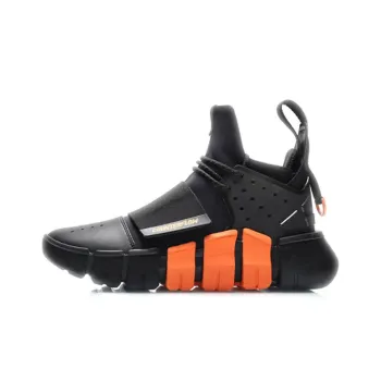 LiNing CF Light Wheel 0.9 Anti Slip And Wear Resistant Lightweight Mid Top Vintage Basketball Shoes Men's Black Orange