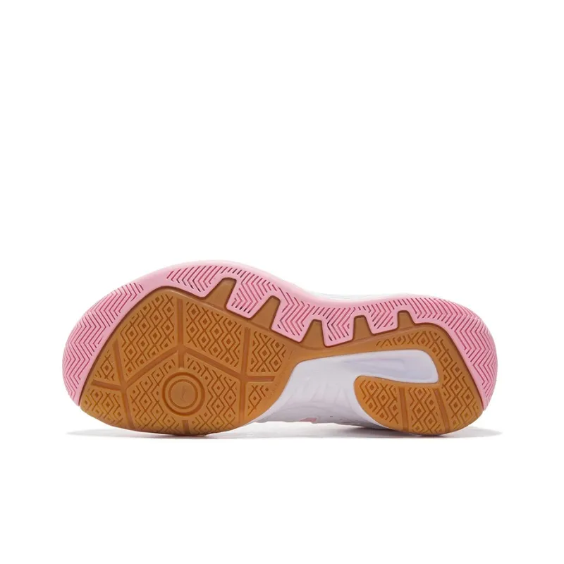 LiNing Cushioning Anti-Slip Wear-Resistant Breathability Low-Top Badminton Shoes Women's White Pink-6