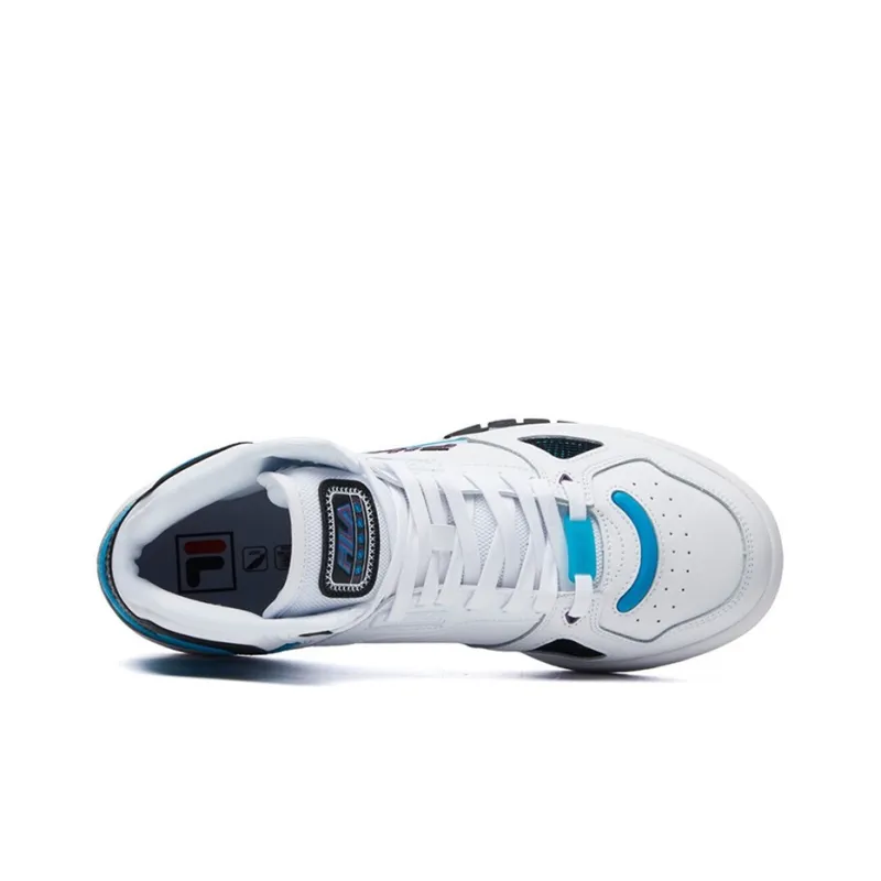 FILA Teratach 600 Cushioning Anti-Slip And Wear-Resistant Mid-Top Vintage Basketball Shoes Men's White Blue-2