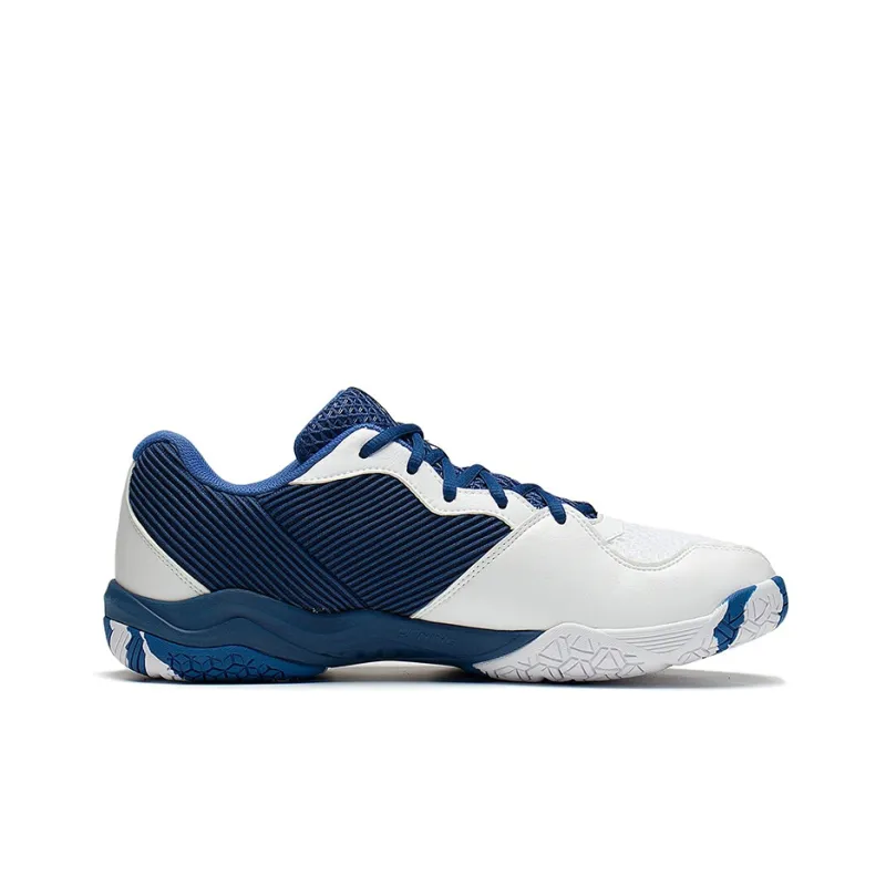 LiNing Sound Waves 2 Cushioned Slip Resistant Abrasion Resistant Low Top Badminton Shoes Unisex White Dark Blue-1
