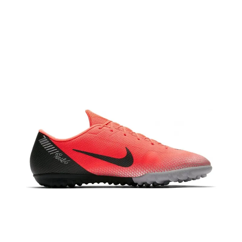 Nike Mercurial Vapor 12 TF Rubber Broken Studs Anti Slip Wear Resistant Soccer Shoes Men's Red Black-1