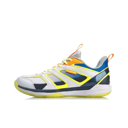 LINING Racetrack Encounter Badminton Shoes Men Low-Top White/Blue Yellow