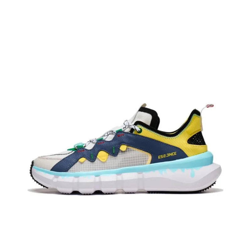 LiNing Essence 2.3 Essence Anti Slip Wear Resistant Low Top Vintage Basketball Shoes Men's White Blue Yellow-0
