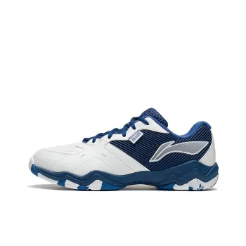 LiNing Sound Waves 2 Cushioned Slip Resistant Abrasion Resistant Low Top Badminton Shoes Unisex White Dark Blue