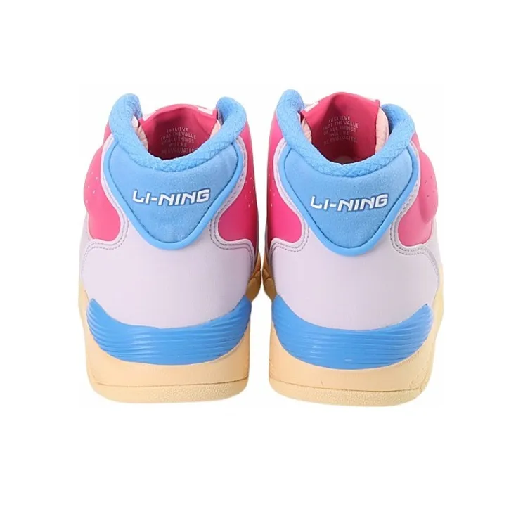 LiNing High-Top Vintage Basketball Shoes Women's Fuchsia-4